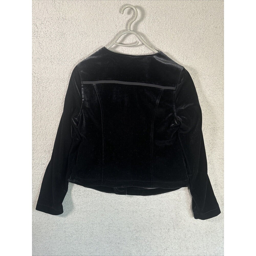 Soft Surroundings Women’s Size Medium Full Zip Velvet Velour Jacket Black Goth - Picture 11 of 12